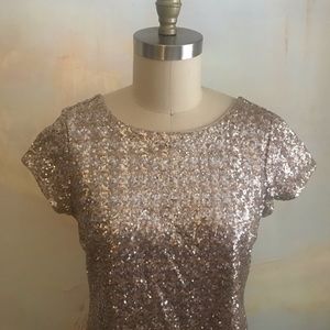 Cap Sleeve Gold Sequin Cocktail Dress